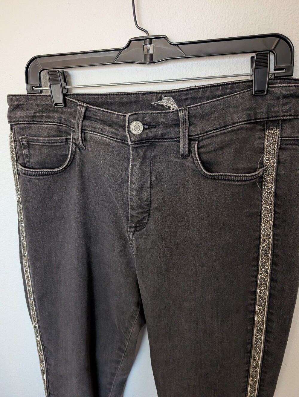 Women'sTommy Bahama  Black  High Rise Ankle Jeans with Side Embellished Stripe